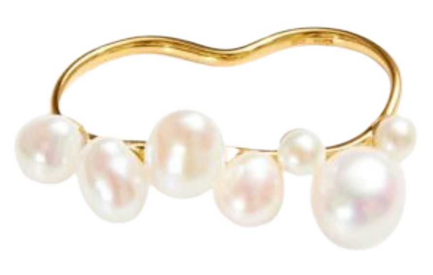 バブルパールボリュームリングを着用したモデル写真