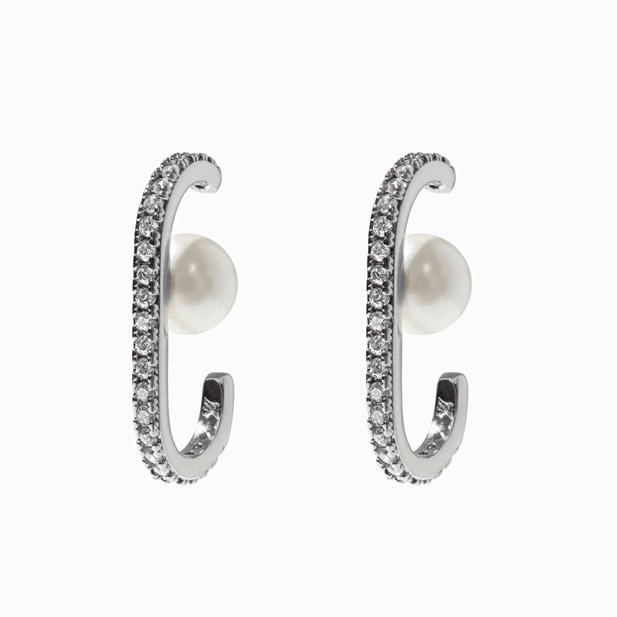 STELLAR HOLLYWOOD ビジューラインパールピアス(シルバー) ビジューラインパールピアス(シルバー) | STELLAR HOLLYWOOD-ステラ