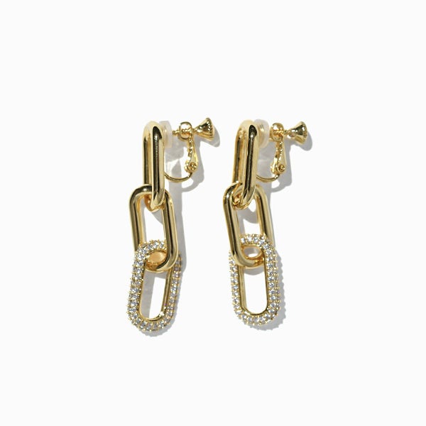 メタルシャイニーチェーンイヤリング(ゴールド)