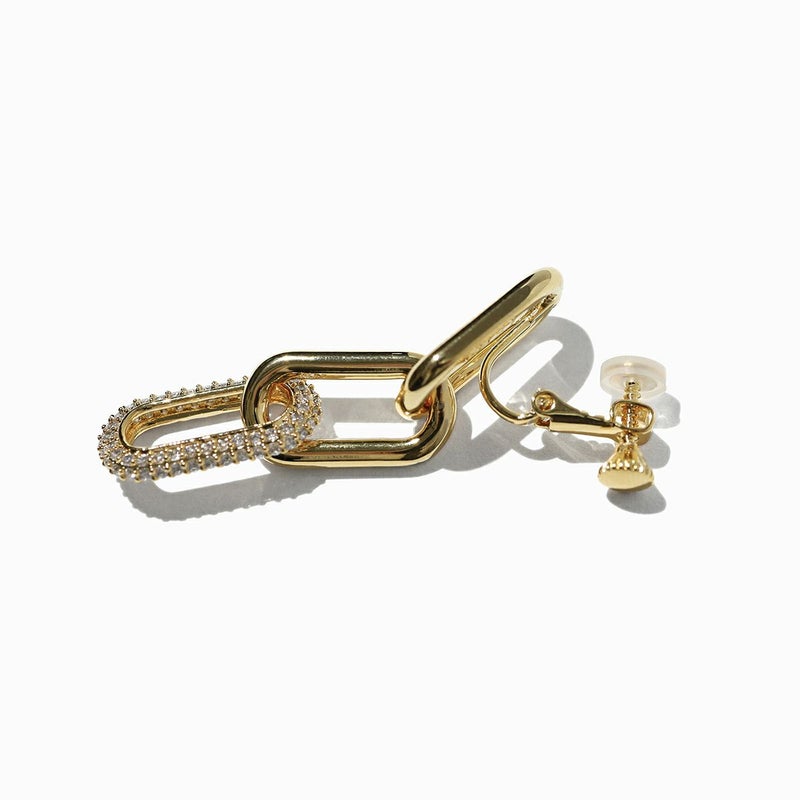 メタルシャイニーチェーンイヤリング(ゴールド)