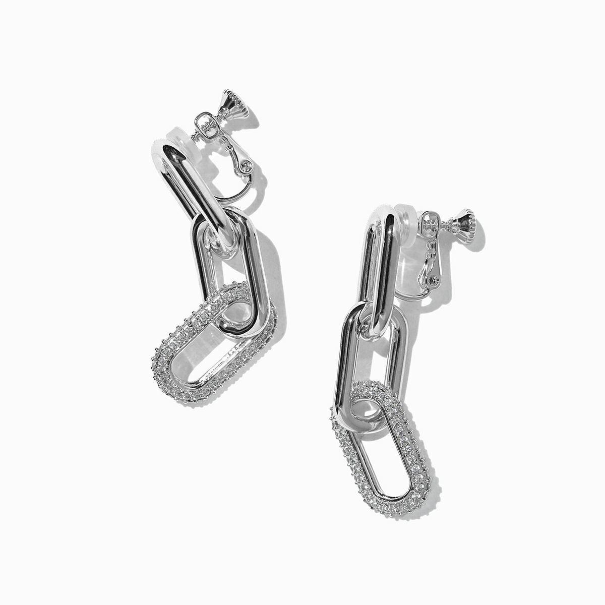 メタルシャイニーチェーンイヤリング(シルバー)