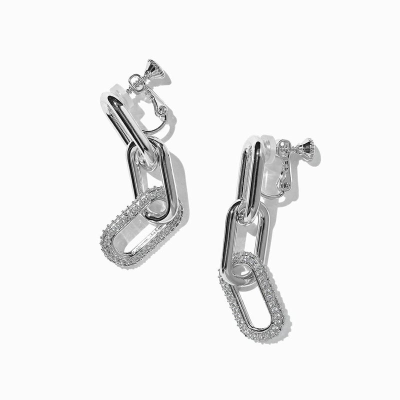 メタルシャイニーチェーンイヤリング(シルバー)