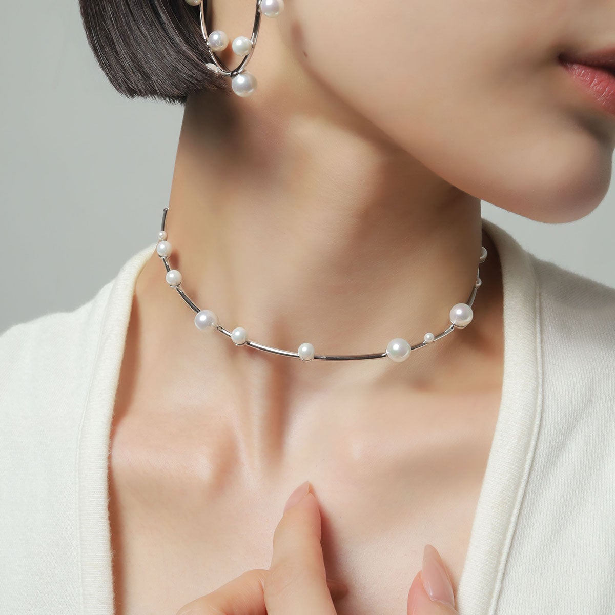 美品　STELLAR HOLLYWOOD シェルパールラインネックレス シェルパールラインネックレス(シルバー) | STELLAR HOLLYWOOD-ステラ